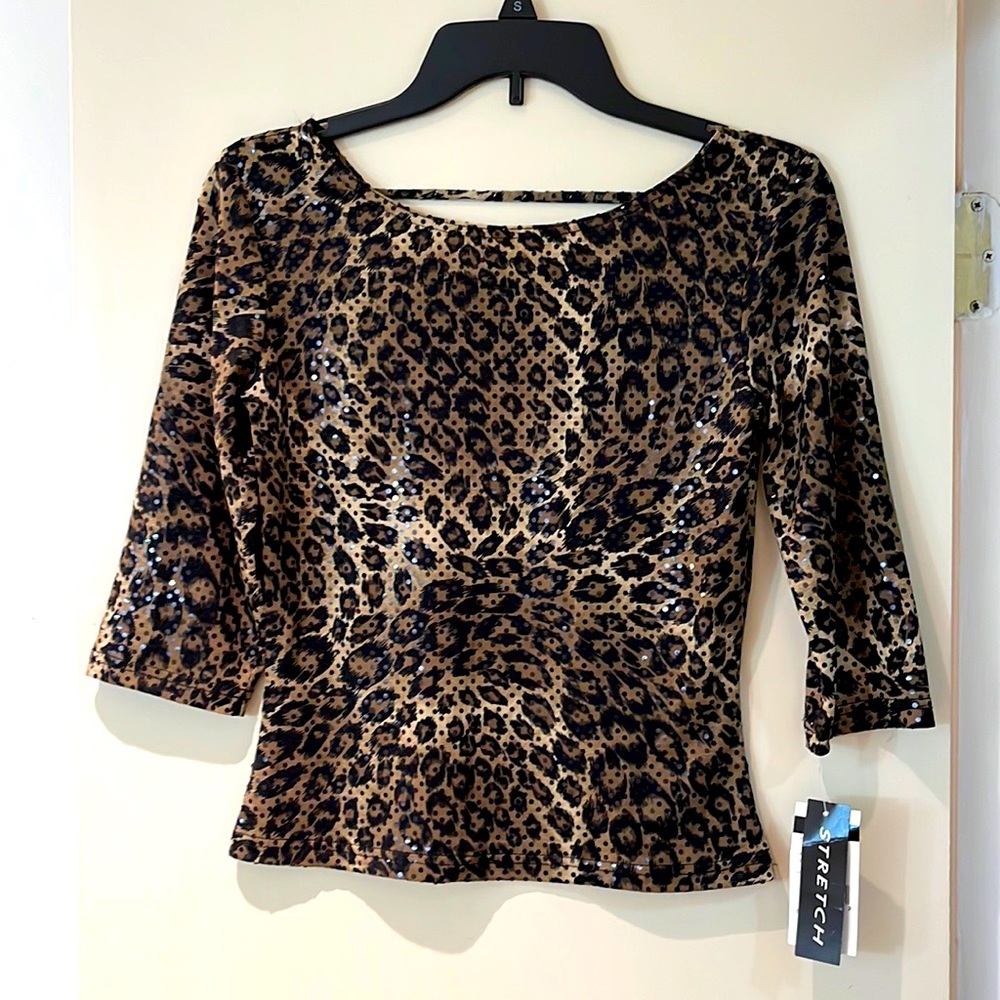 A. BYER Shimmery Leopard Top